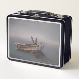 Oude Houten Skiff Metalen Lunchbox