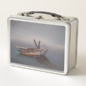 Oude Houten Skiff Metalen Lunchbox (Voorkant)