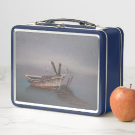 Oude Houten Skiff Metalen Lunchbox