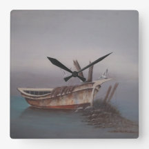 Oude Houten Skiff Muurklok