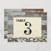 Oude Houten Tafel Nummer Kaart (Crème, plat) (Voorkant / Achterkant)