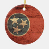 Oude houten Tennessee vlag; Keramisch Ornament (Voorkant)