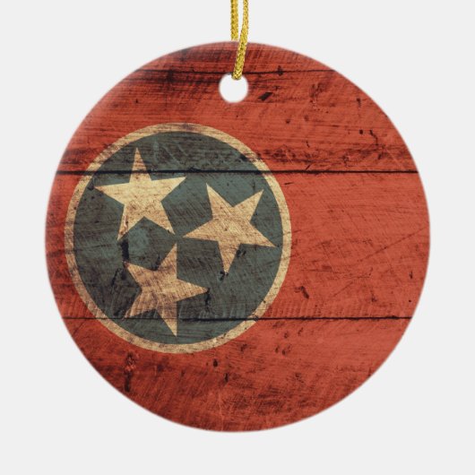 Oude houten Tennessee vlag; Keramisch Ornament (Voorkant)