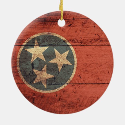 Oude houten Tennessee vlag; Keramisch Ornament (Achterkant)
