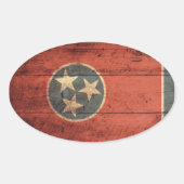 Oude houten Tennessee vlag; Ovale Sticker (Voorkant)