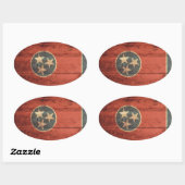 Oude houten Tennessee vlag; Ovale Sticker (Vel)