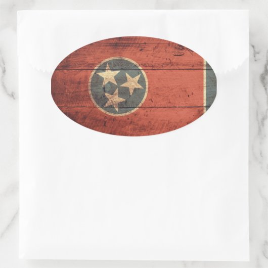 Oude houten Tennessee vlag; Ovale Sticker (Tas)