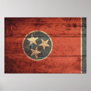 Oude houten Tennessee vlag; Poster