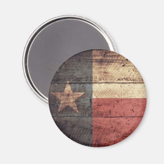 Oude houten Texaanse vlag; Magneet (Voorkant / Achterkant)