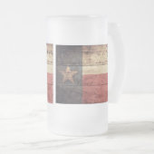 Oude houten Texaanse vlag; Matglas Bierpul (Voorkant rechts)