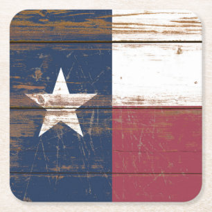 Oude Houten Texas State Vlag Kartonnen Onderzetters