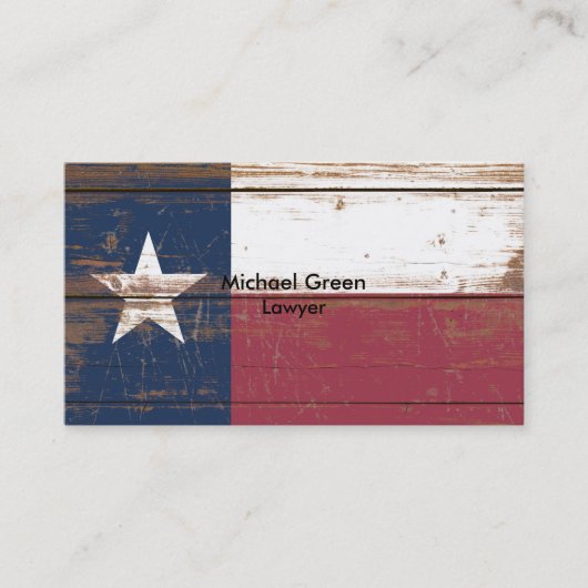 Oude Houten Texas State Vlag Visitekaartje (Voorkant)
