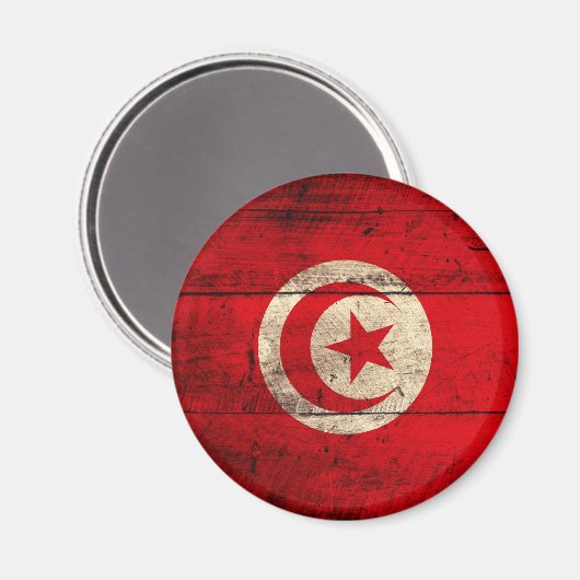 Oude houten Tunesische vlag Magneet (Voorkant / Achterkant)