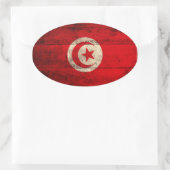 Oude houten Tunesische vlag Ovale Sticker (Tas)