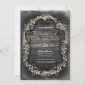 Oude Houten Uitnodigingen met Baby's Breath (Voorkant)