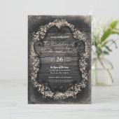 Oude Houten Uitnodigingen met Baby's Breath (Staand voorkant)