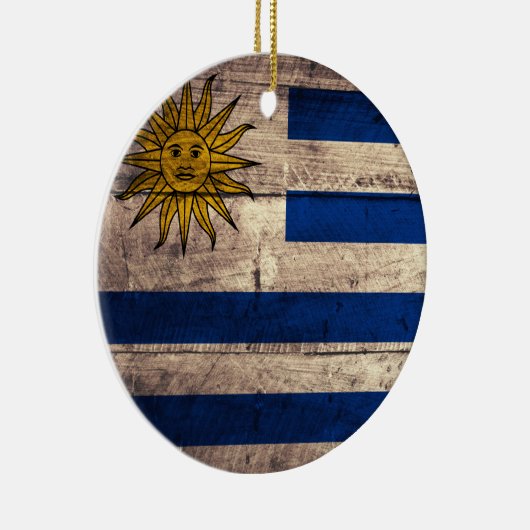 Oude houten Uruguay vlag Keramisch Ornament (Rechts)
