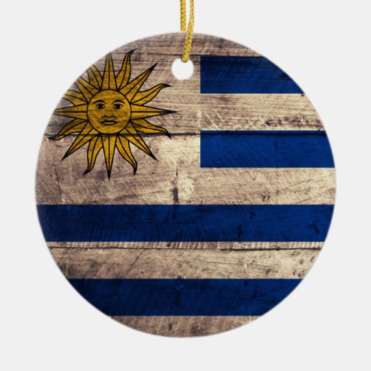 Oude houten Uruguay vlag Keramisch Ornament (Voorkant)