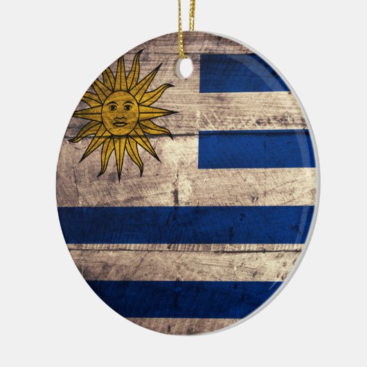 Oude houten Uruguay vlag Keramisch Ornament (Links)