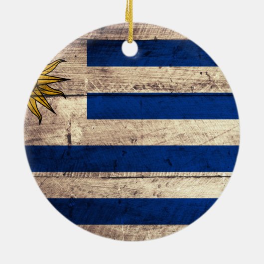 Oude houten Uruguay vlag Keramisch Ornament (Achterkant)