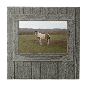 Oude houten verfpaard tegeltje