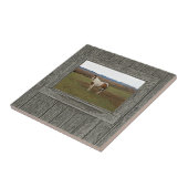 Oude houten verfpaard tegeltje (Zijkant)
