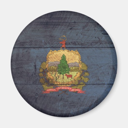 Oude houten Vermont vlag; Magneet (Voorkant)