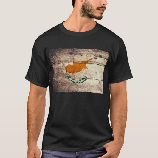 Oude houten vlag van Cyprus; T-shirt (Voorkant)