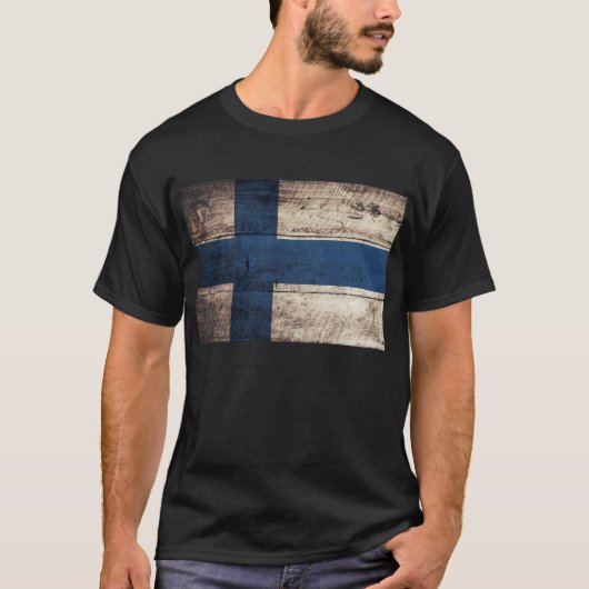 Oude houten vlag van Finland T-shirt (Voorkant)