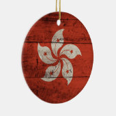 Oude houten vlag van Hong Kong Keramisch Ornament (Rechts)