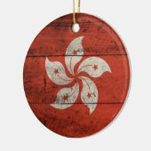 Oude houten vlag van Hong Kong Keramisch Ornament (Links)