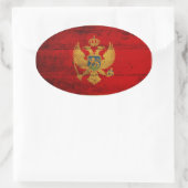 Oude houten vlag van Montenegro Ovale Sticker (Tas)