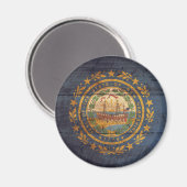 Oude houten vlag van New Hampshire; Magneet (Voorkant / Achterkant)