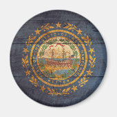 Oude houten vlag van New Hampshire; Magneet (Voorkant)