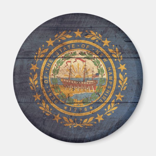 Oude houten vlag van New Hampshire; Magneet (Voorkant)
