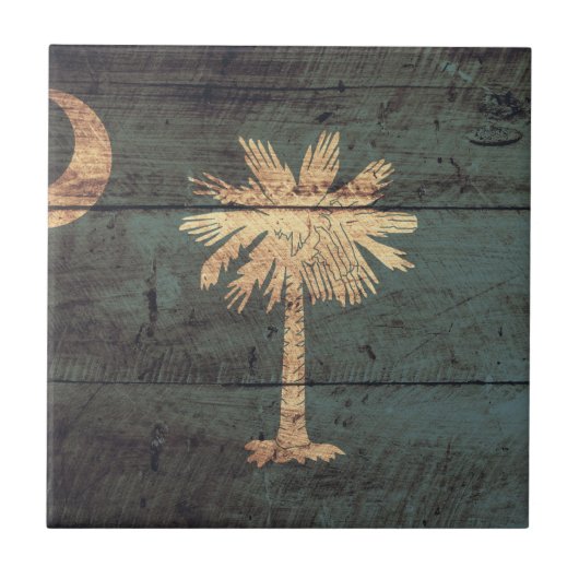 Oude houten vlag van South Carolina; Tegeltje (Voorkant)
