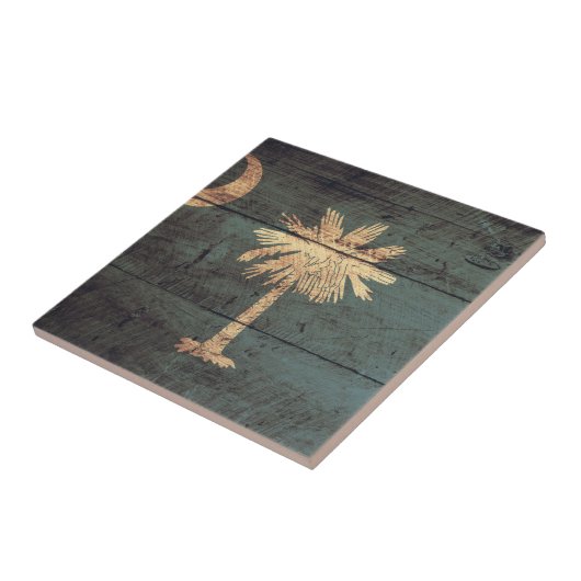 Oude houten vlag van South Carolina; Tegeltje (Zijkant)