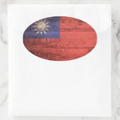 Oude houten vlag van Taiwan Ovale Sticker (Tas)