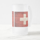 Oude houten vlag van Zwitserland Matglas Bierpul (Voorkant rechts)