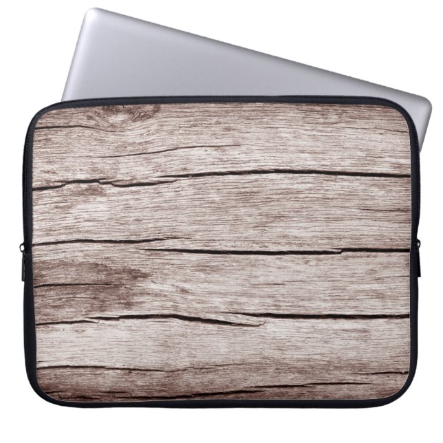 Oude houten vloer met scheuren, oude houten textuu laptop sleeve (Voorkant)