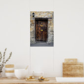 Oude houten voordeur met licht poster (Keuken)