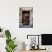 Oude houten voordeur met licht poster (Thuiskantoor)