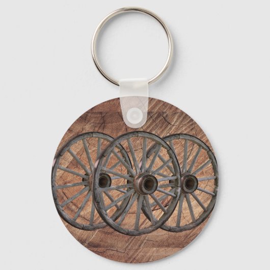 Oude Houten Wagenwielen Sleutelhanger (Voorkant)