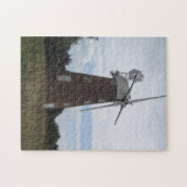oude houten windmolen op het platteland van engels legpuzzel (Horizontaal)