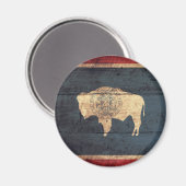 Oude houten Wyoming vlag Magneet (Voorkant / Achterkant)
