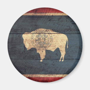 Oude houten Wyoming vlag Magneet