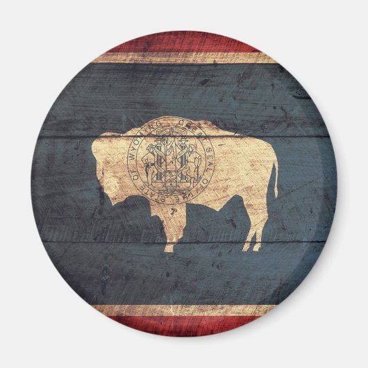 Oude houten Wyoming vlag Magneet (Voorkant)