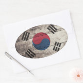 Oude houten Zuid-Koreaanse vlag Ovale Sticker (Envelop)