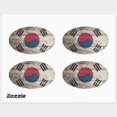 Oude houten Zuid-Koreaanse vlag Ovale Sticker (Vel)
