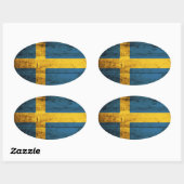 Oude houten Zweden vlag Ovale Sticker (Vel)